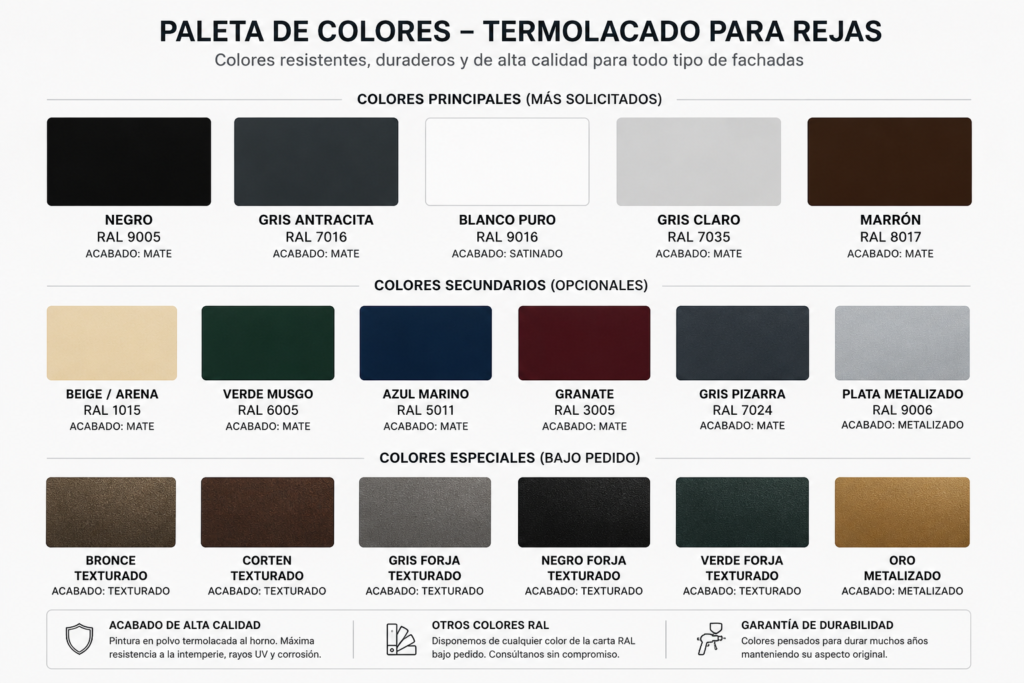 Paleta colores termolacado
