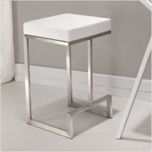 Taburete T-05 – Minimalismo en acero y blanco