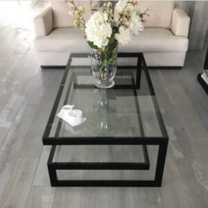 Mesa de Centro IN-05 | Cristal Elegante con Doble Estructura