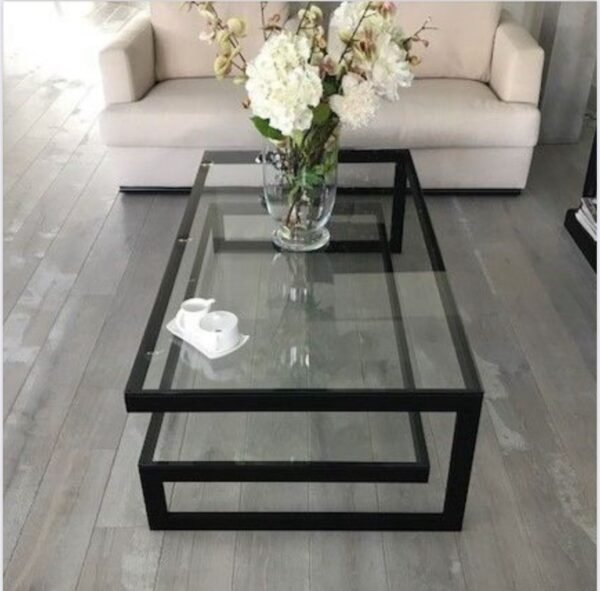 Mesa de Centro IN-05 | Cristal Elegante con Doble Estructura