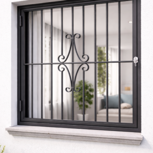 Reja Abatible para Ventana a Medida MOD-2.1 – Diseño Clásico con Ornamentación Central