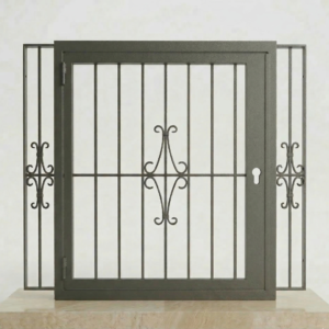 Reja para ventana abatible a medida MOD-16 – Diseño moderno con detalles decorativos Reja para ventana abatible a medida MOD-16 – Diseño moderno con detalles decorativos