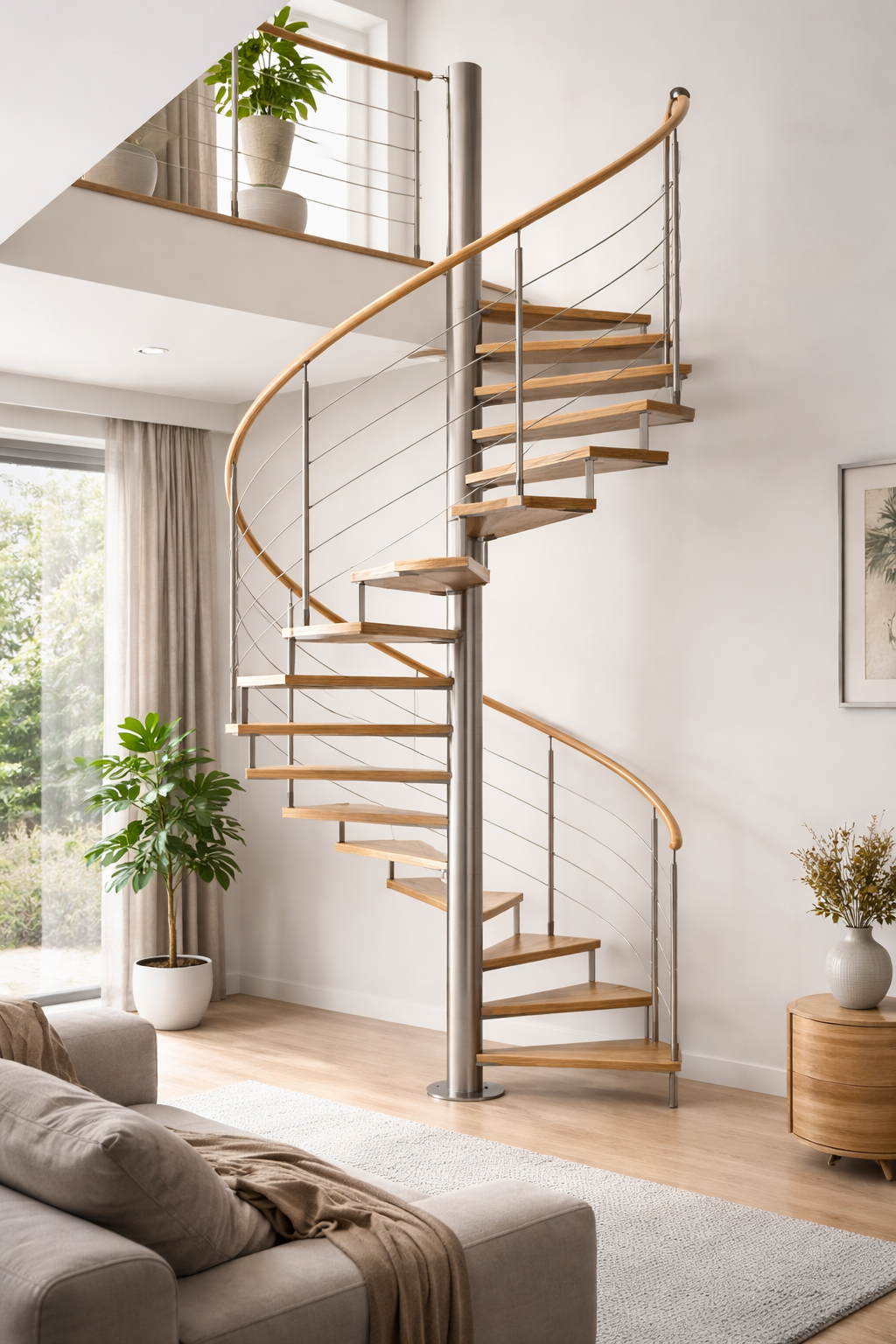 Escalera de Caracol a Medida ESC-02 – Diseño Moderno con Cable Inox