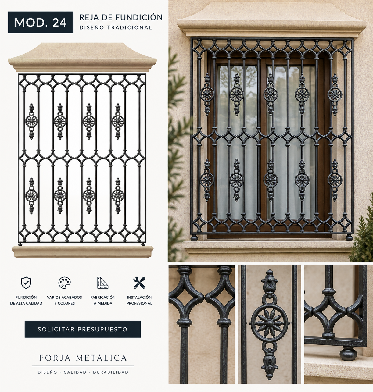 Reja de fundición modelo 22 fabricada a medida